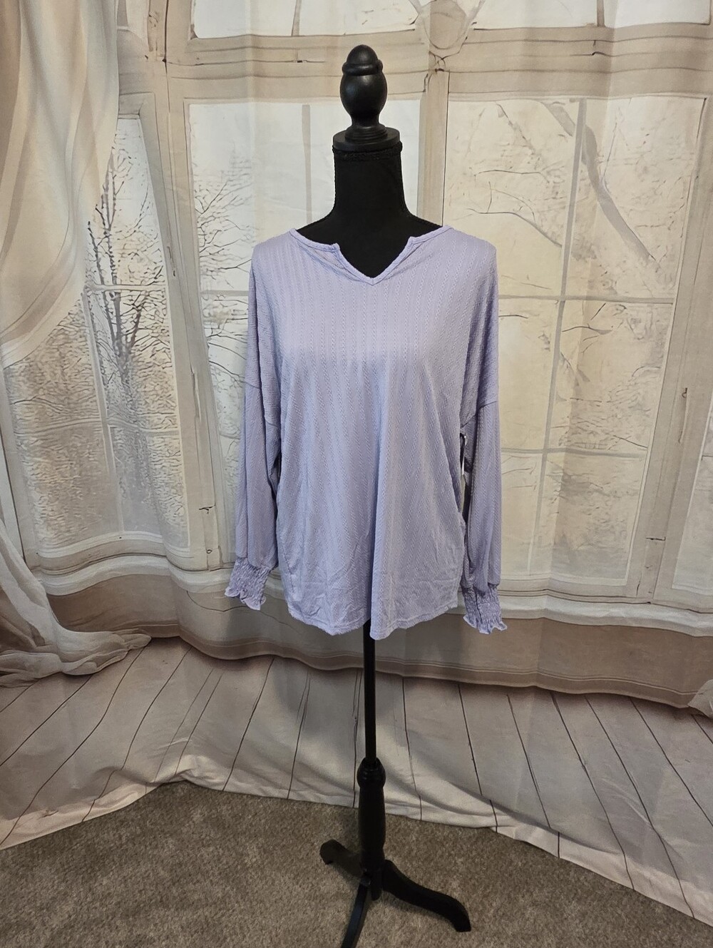 Kohl's Lavender Long Sleeve V-Neck Top